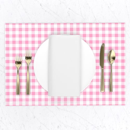 Half Inch Carnation Pink and White Gingham Check