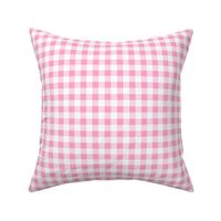 Half Inch Carnation Pink and White Gingham Check