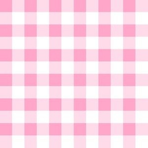 Half Inch Carnation Pink and White Gingham Check