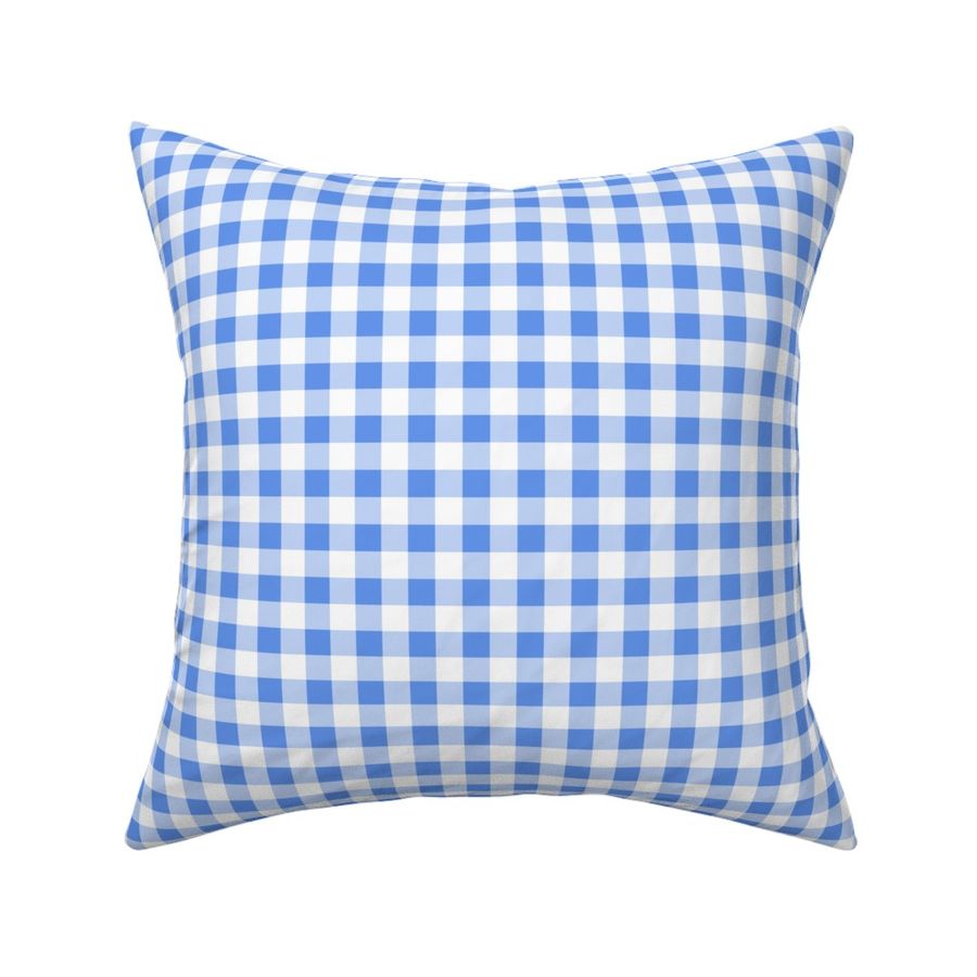 Half Inch Cornflower Blue and White Gingham Check