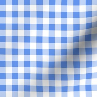 Half Inch Cornflower Blue and White Gingham Check