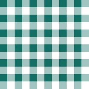 Half Inch Cyan Turquoise Blue and White Gingham Check