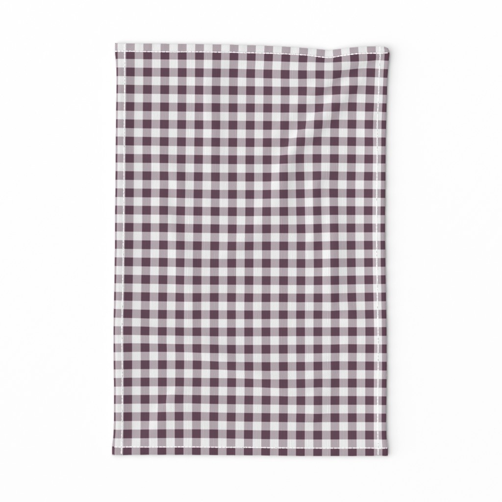 Half Inch Eggplant Purple and White Gingham Check