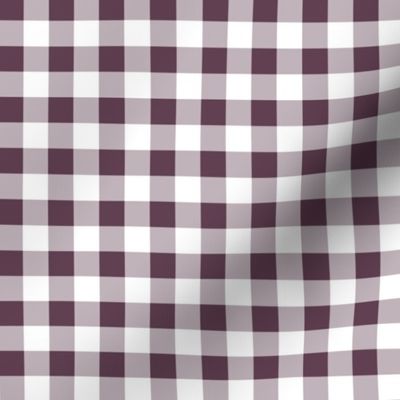 Half Inch Eggplant Purple and White Gingham Check