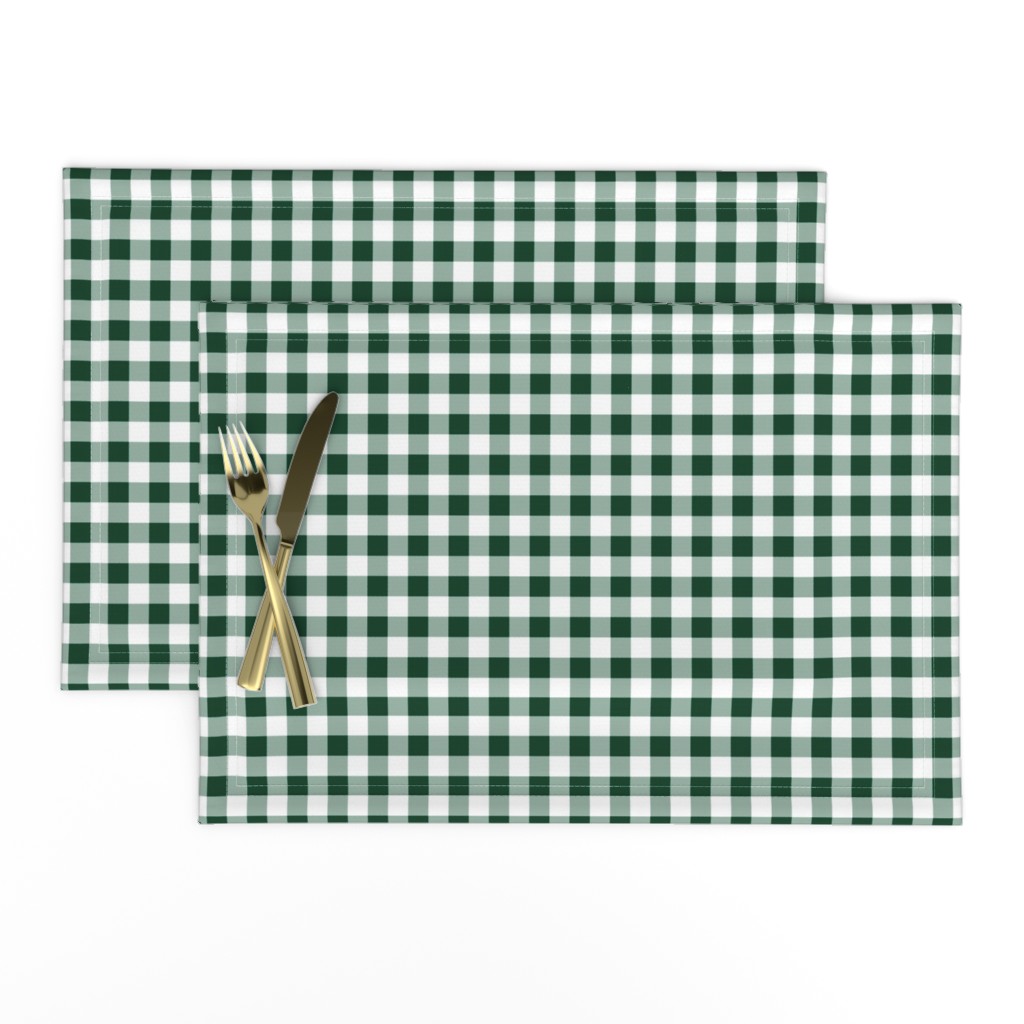 Half Inch Evergreen and White Gingham Check