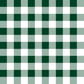 Half Inch Evergreen and White Gingham Check