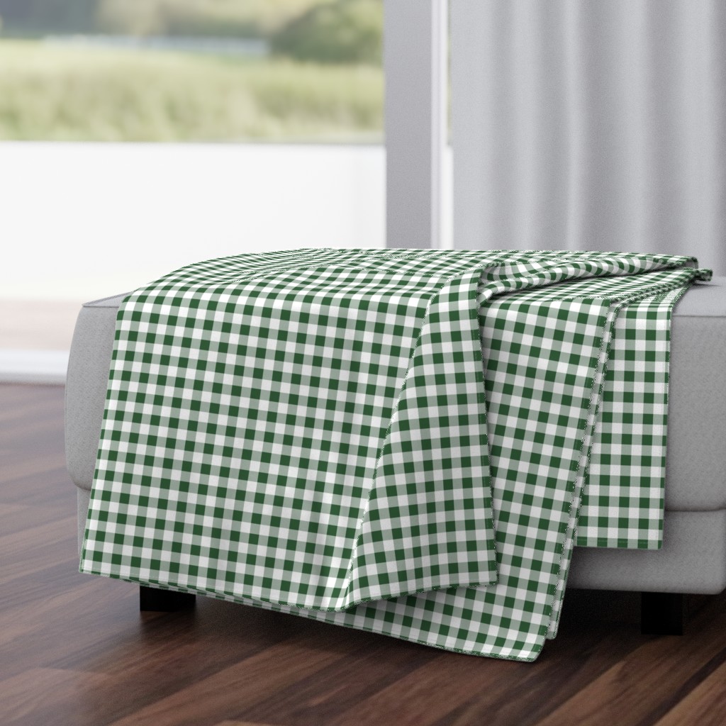 Half Inch Hunter Green and White Gingham Check