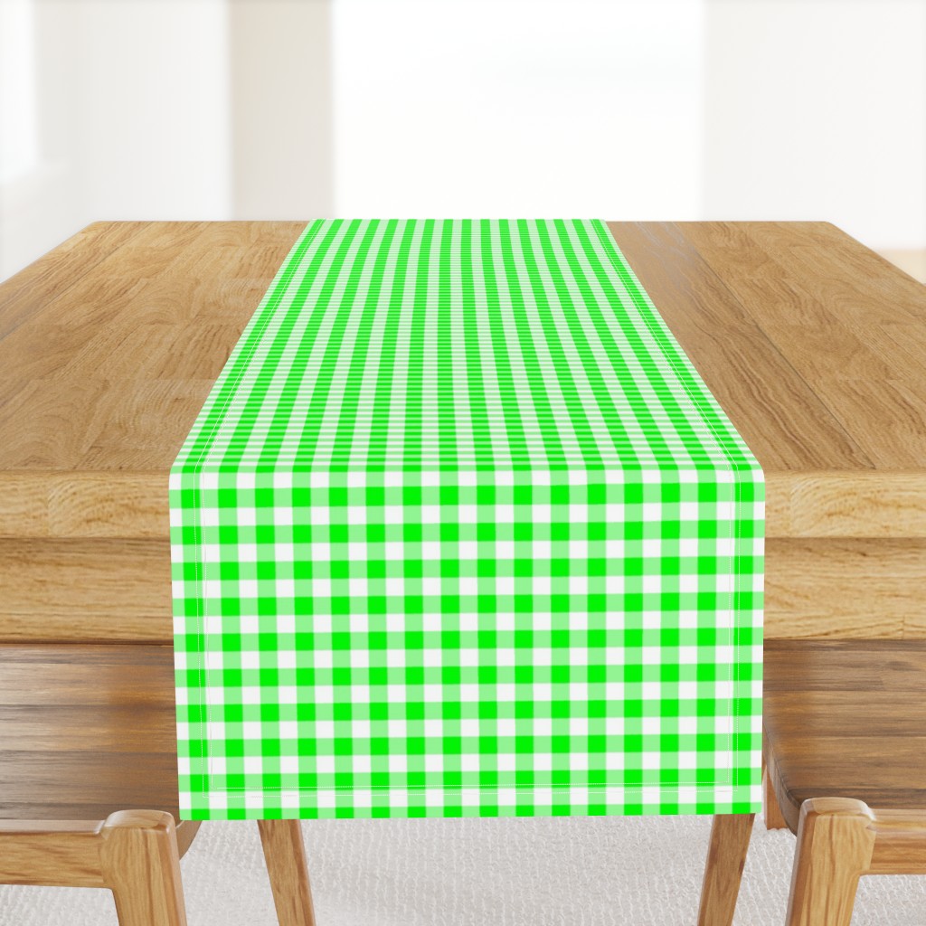 Half Inch Lime Green and White Gingham Check