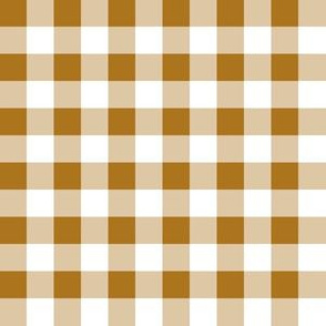 Half Inch Matte Antique Gold and White Gingham Check