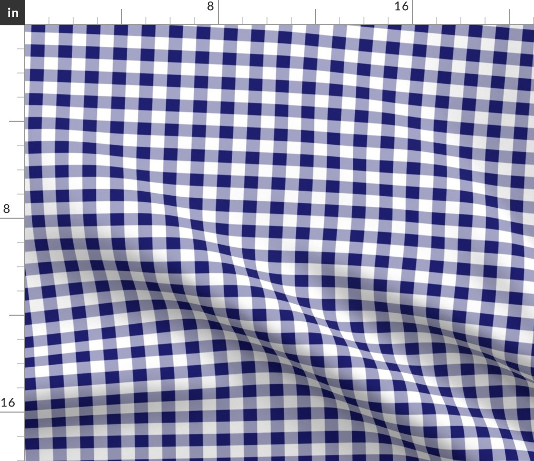 Half Inch Midnight Blue and White Gingham Check