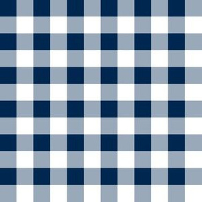 Half Inch Navy Blue and White Gingham Check
