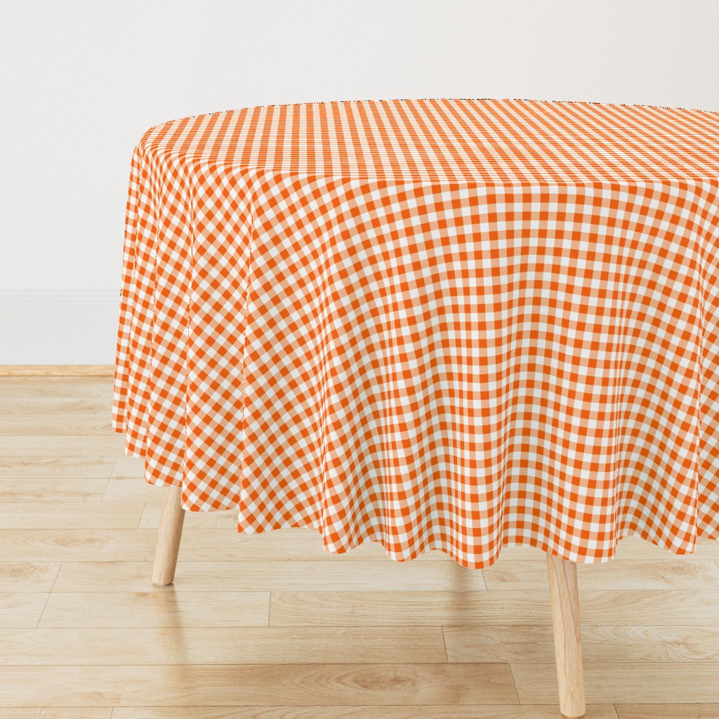 Half Inch Orange and White Gingham Check