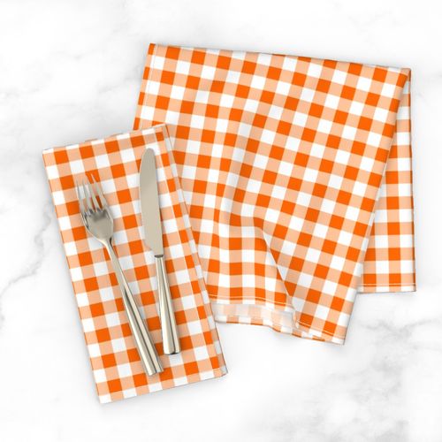 Half Inch Orange and White Gingham Check