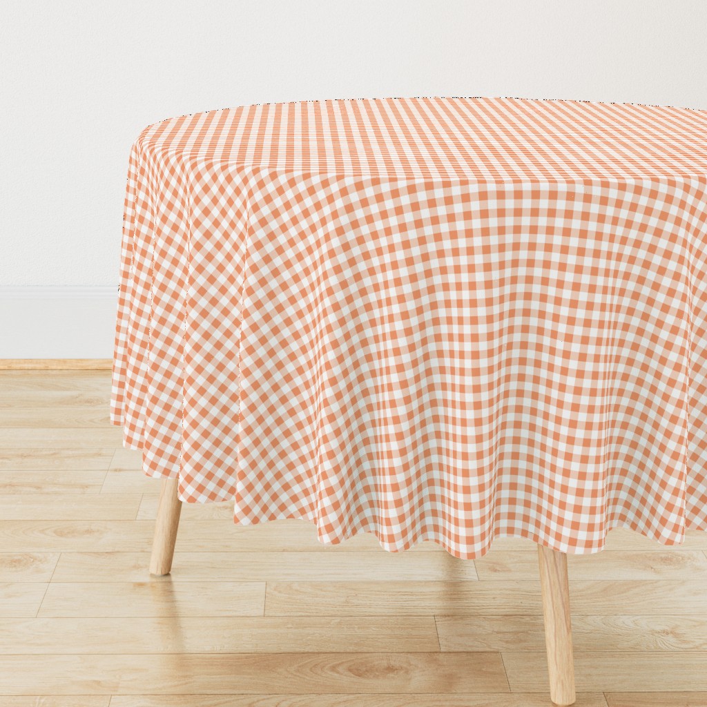 Half Inch Peach and White Gingham Check