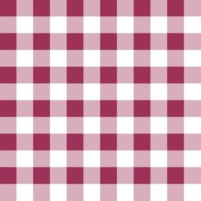 Half Inch Sangria Pink and White Gingham Check