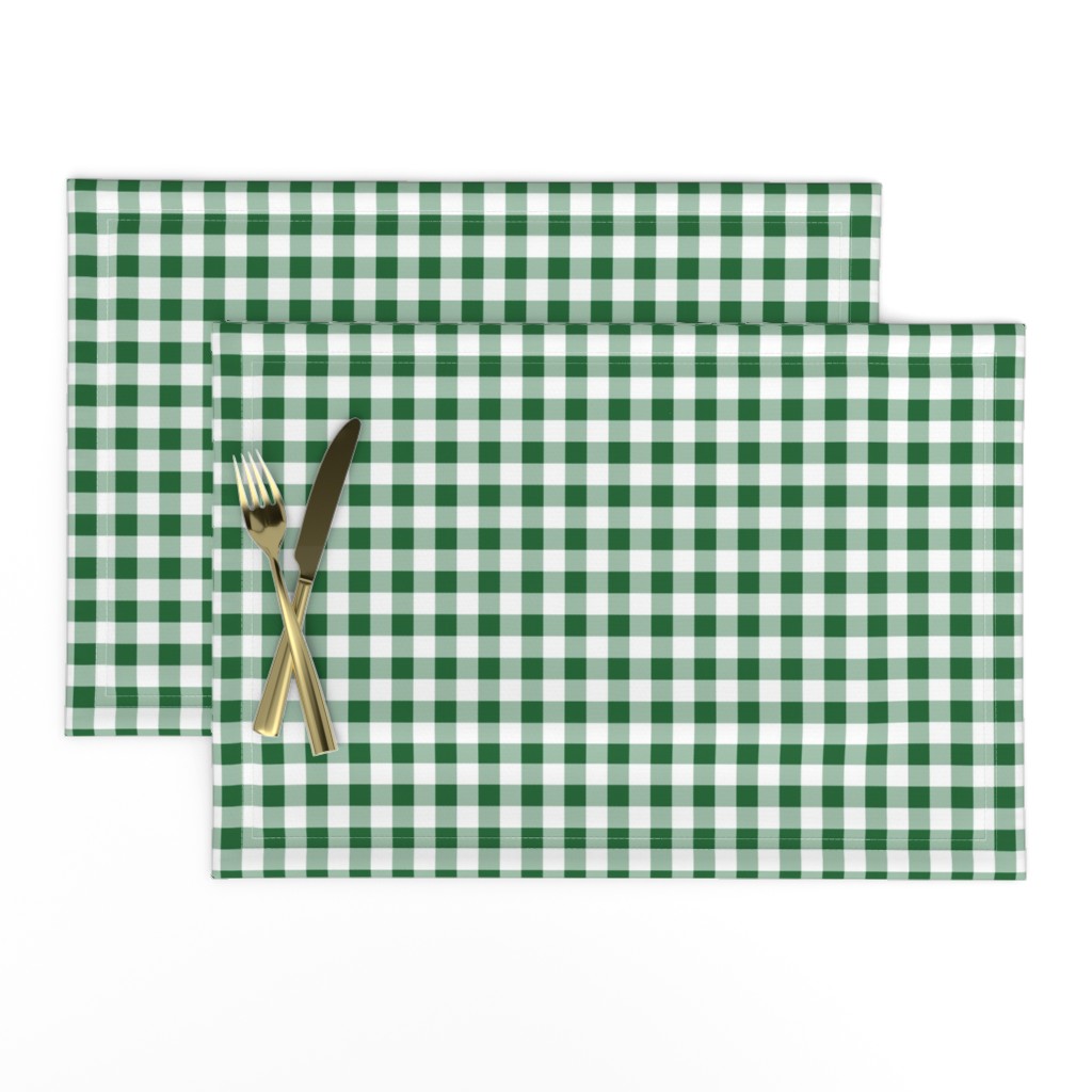 Half Inch Spruce Green and White Gingham Check