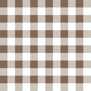 Half Inch Taupe Brown and White Gingham Check