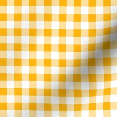 Half Inch Yellow Gold and White Gingham Check