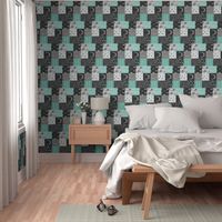 Light Teal Ironwood Patchwork Deer - Rotated