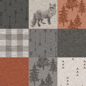 Fox n Arrows Quilt - rust and grey