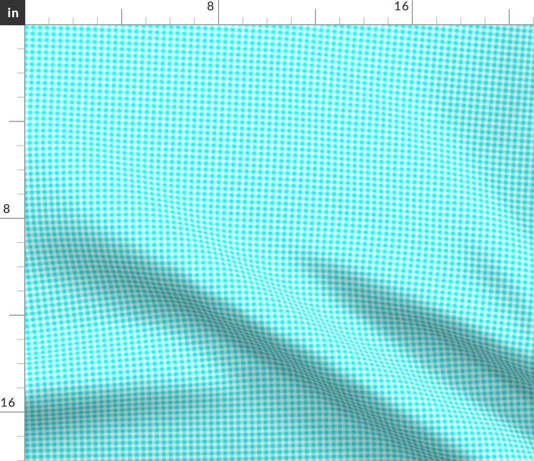 Eighth Inch Aqua Blue and White Gingham Check