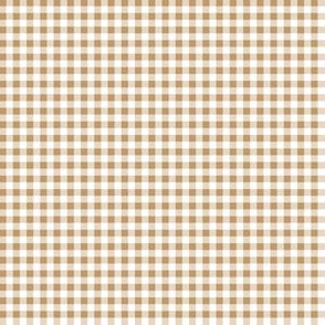 Eighth Inch Camel Brown and White Gingham Check