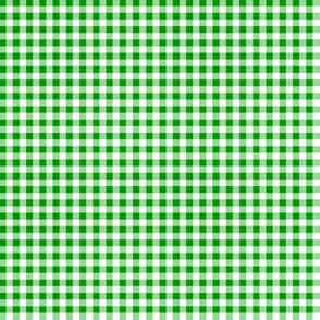 Eighth Inch Christmas Green and White Gingham Check