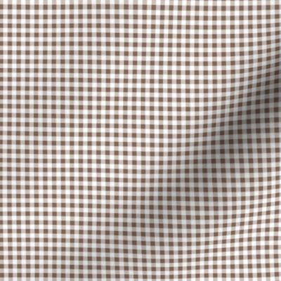 Eighth Inch Taupe Brown and White Gingham Check