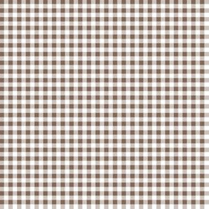 Eighth Inch Taupe Brown and White Gingham Check