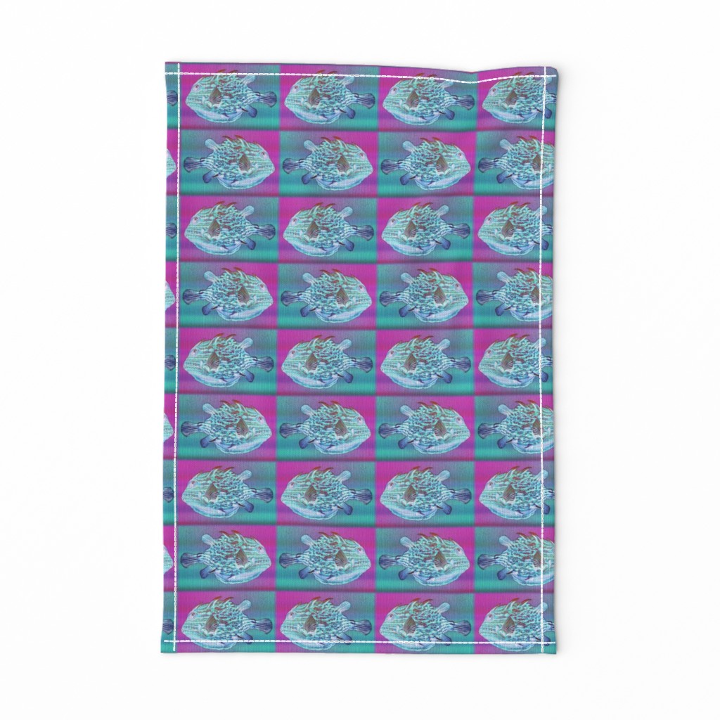 PRETTY FISH 2 AQUA FUCHSIA CHECKERBOARD