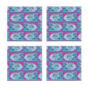 PRETTY FISH 2 AQUA FUCHSIA CHECKERBOARD