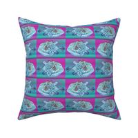 PRETTY FISH 2 AQUA FUCHSIA CHECKERBOARD