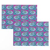 PRETTY FISH 2 AQUA FUCHSIA CHECKERBOARD