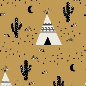 Teepee - Brown Gold Background