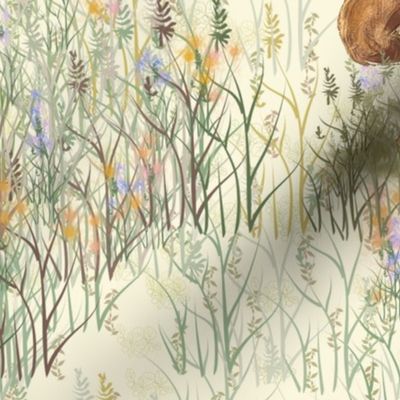 Apricot Poodle in Wildflowers for Pillow