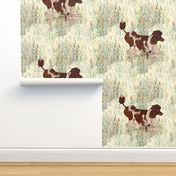 Brown Parti Poodle in Wildflowers for Pillow