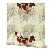 Brown Parti Poodle in Wildflowers for Pillow