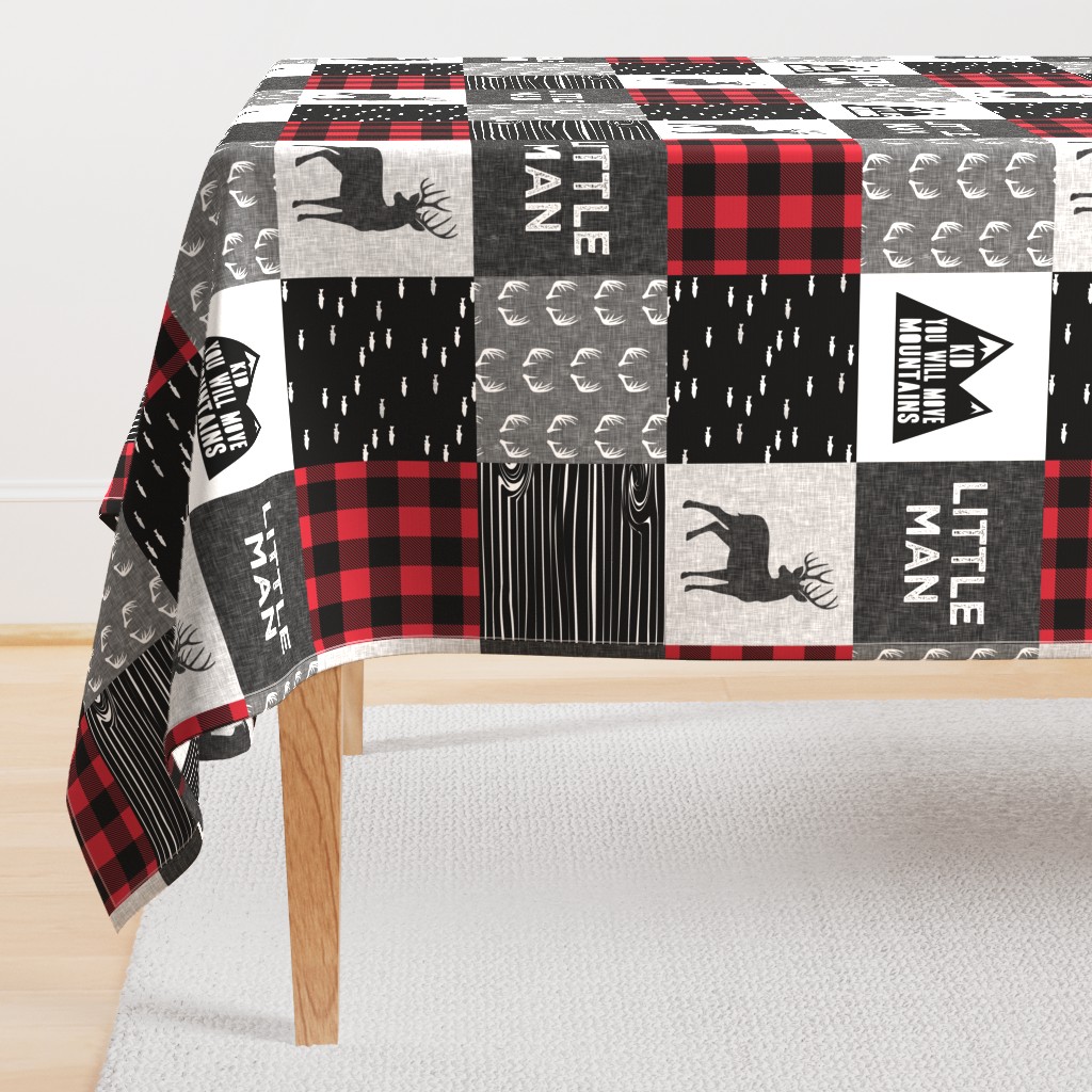 little man - red and black (buck) quilt woodland w/ kid you will move mountains