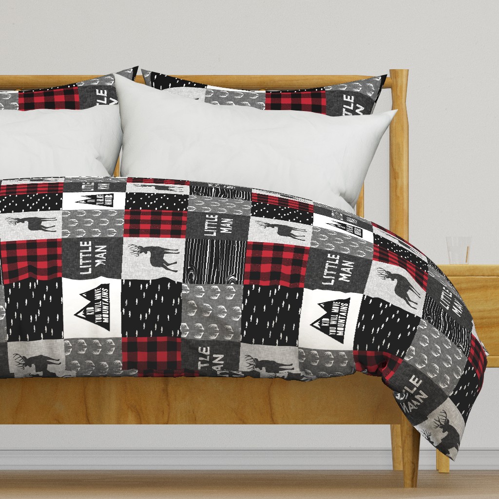 little man - red and black (buck) quilt woodland w/ kid you will move mountains (90)