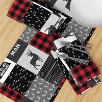 little man - red and black (buck) quilt woodland w/ kid you will move mountains (90)