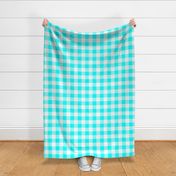 Two Inch Aqua Blue and White Gingham Check