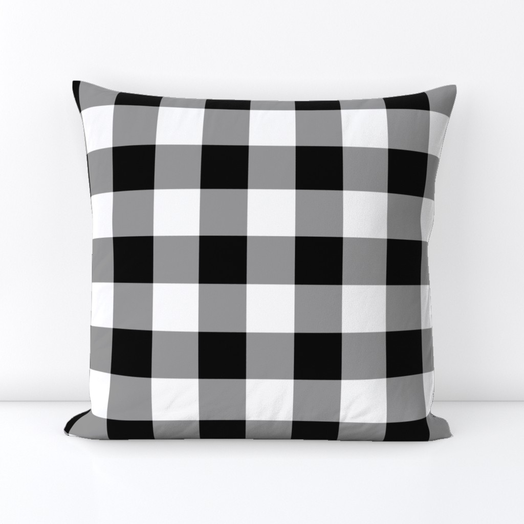 Two Inch Black and White Gingham Check