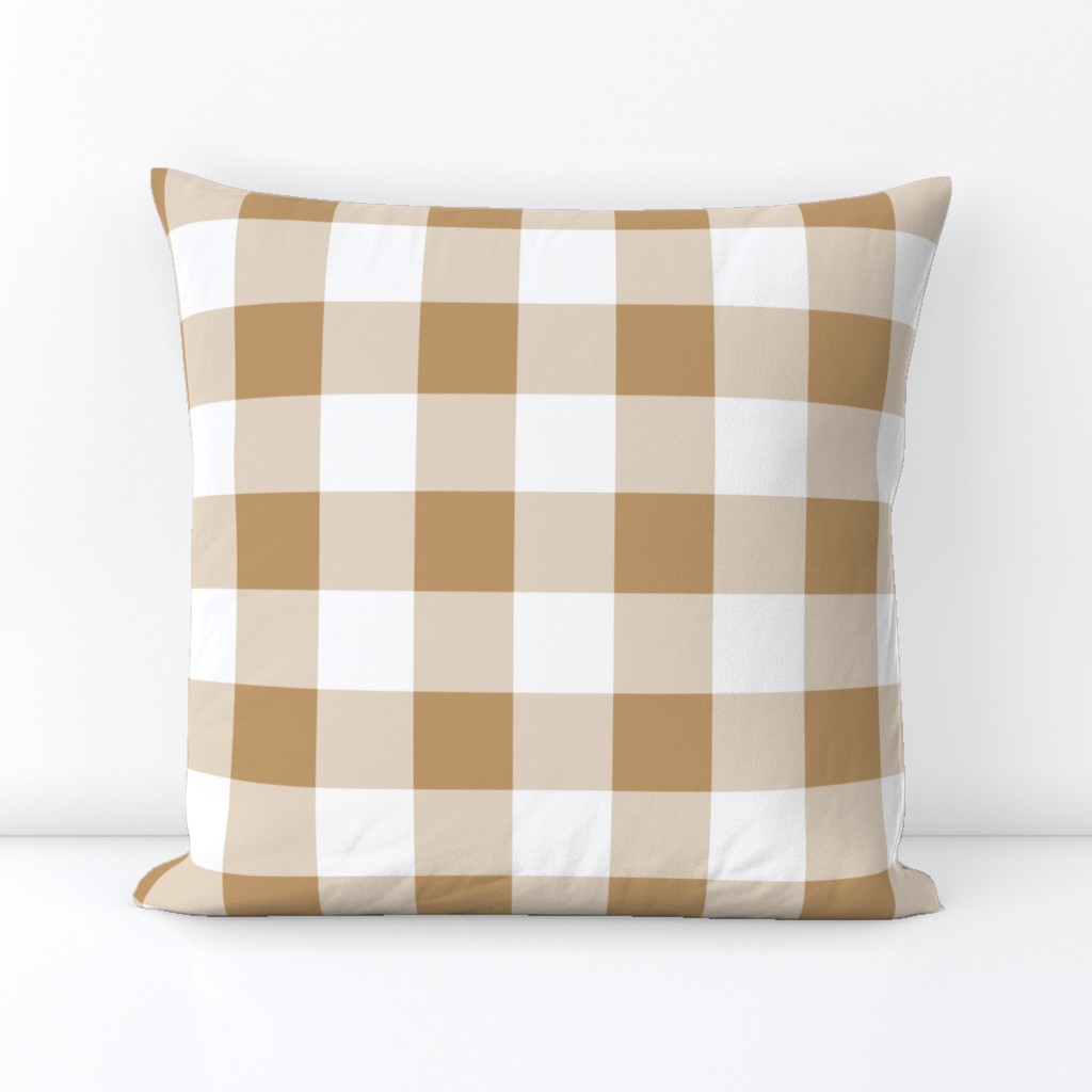 Two Inch Camel Brown and White Gingham Check