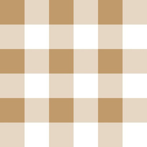 Two Inch Camel Brown and White Gingham Check