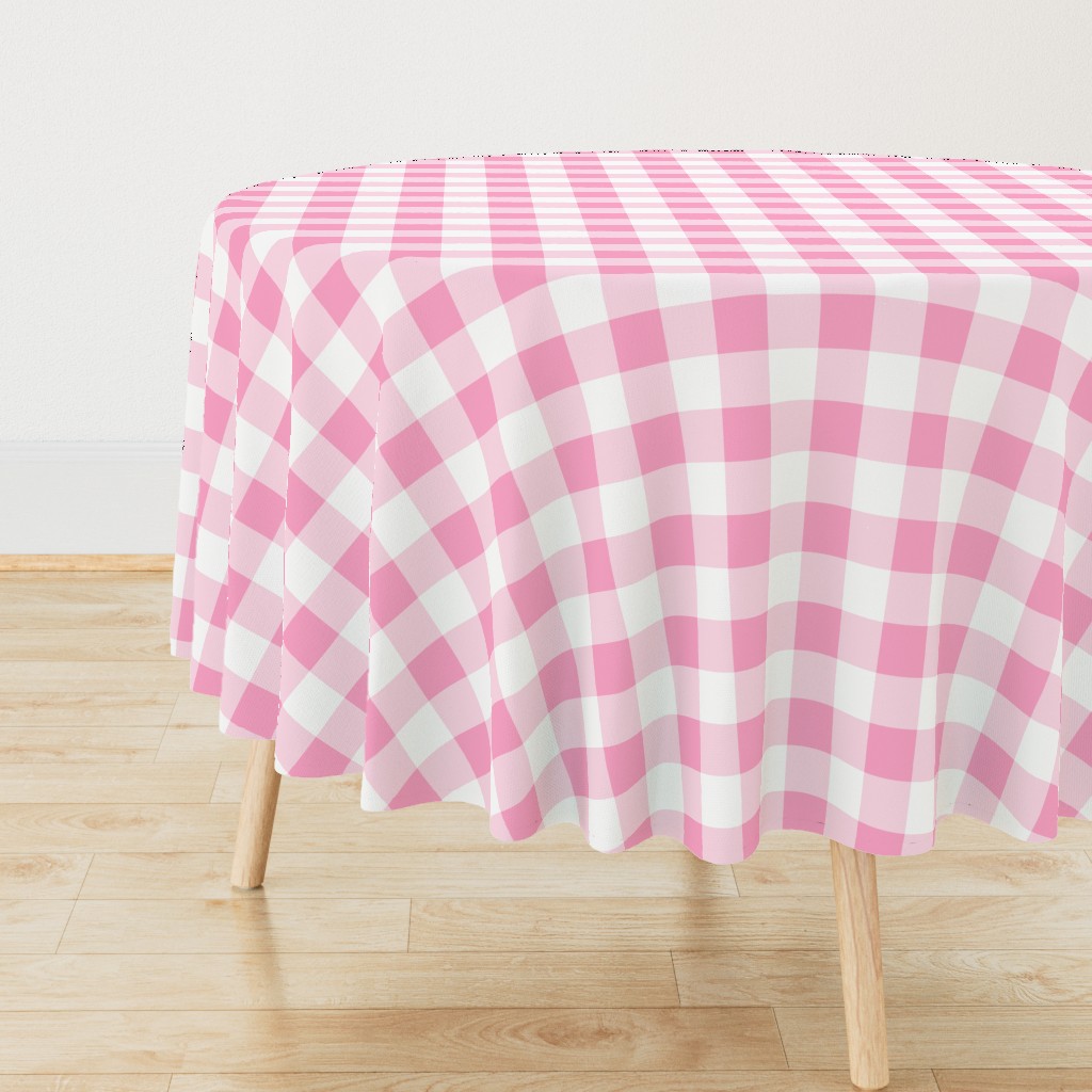 Two Inch Carnation Pink and White Gingham Check