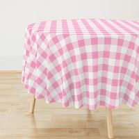 Two Inch Carnation Pink and White Gingham Check