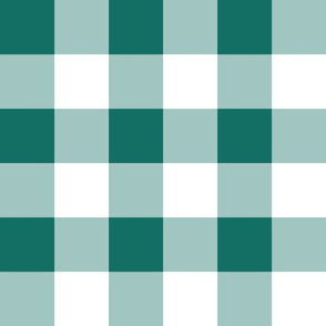 Two Inch Cyan Turquoise Blue and White Gingham Check