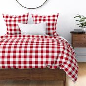 Two Inch Dark Red and White Gingham Check