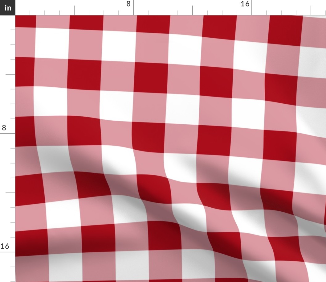 Two Inch Dark Red and White Gingham Check