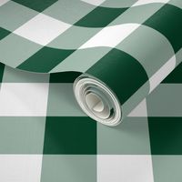 Two Inch Evergreen Green and White Gingham Check